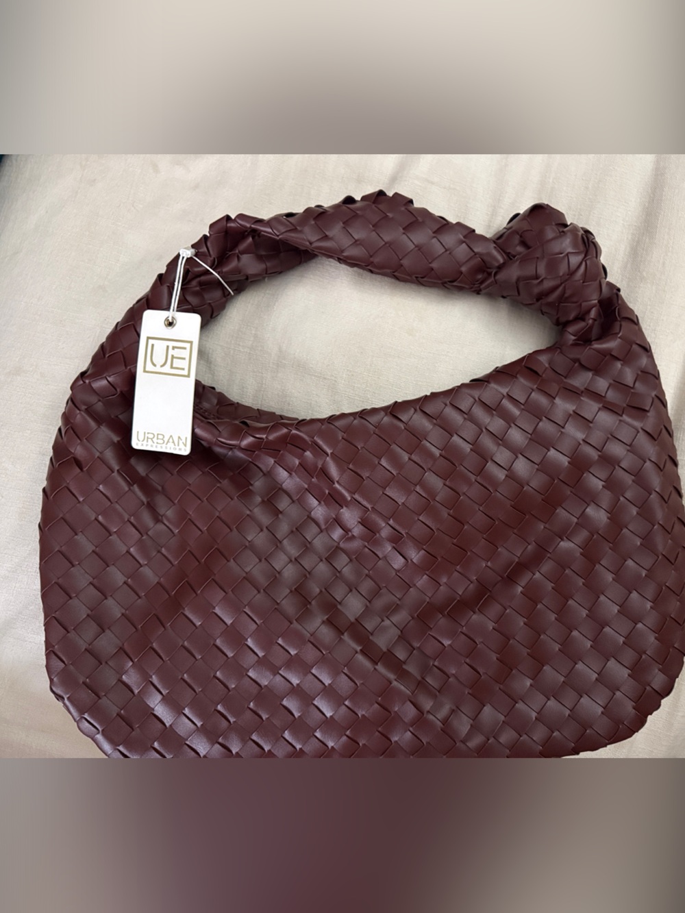 NWT Urban Expressions Woven Hobo Bag - Burgundy